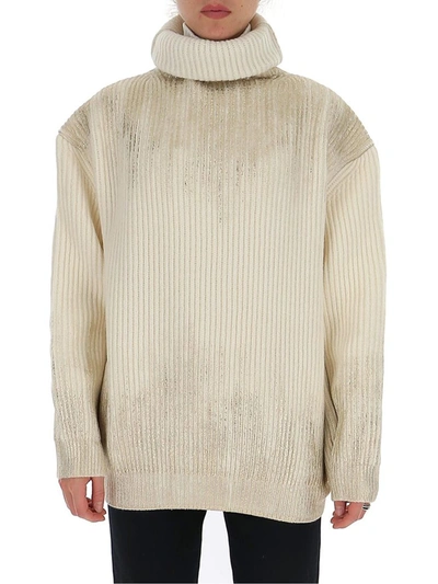 Ann Demeulemeester Embellished Turtleneck Sweater In White
