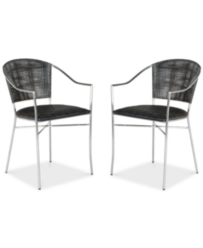 Safavieh Honner Set Of 2 Arm Dining Chairs In Black