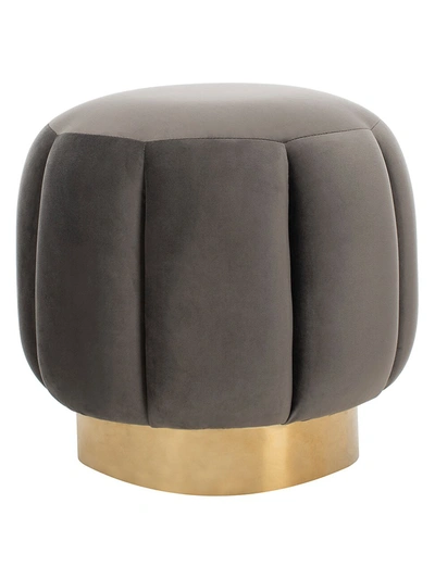 Safavieh Maxine Channel Tufted Ottoman In Dark Grey
