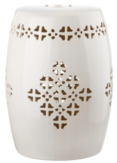 Safavieh Quatrefoil Glazed Ceramic Stool In Cream