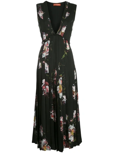 Altuzarra Bonnie Floral-print Crepe Midi Dress In Black