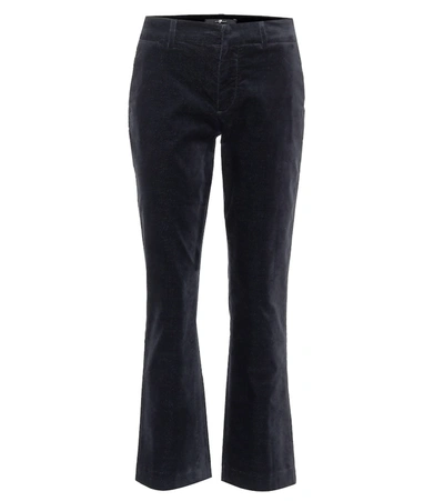 7 For All Mankind Mid-rise Velvet Bootcut Jeans In Blue