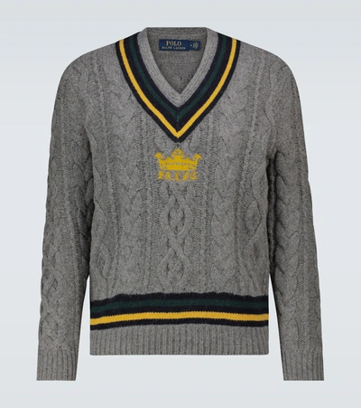 Polo Ralph Lauren Cable-knit Cricket Sweater In Grey