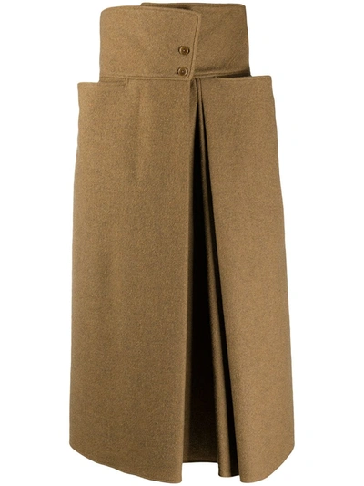 Lemaire High-waisted Side Vent Skirt In Brown