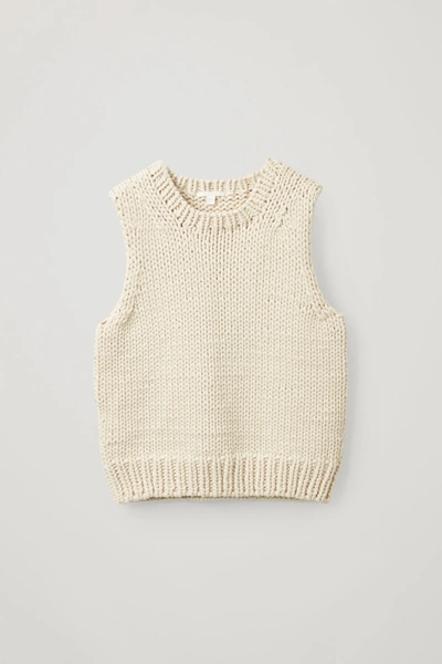 Cos Cotton Chunky Knit Vest In Beige