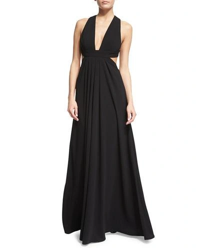 Jill Jill Stuart Sleeveless Crisscross-back Pleated Gown, Black In Pink