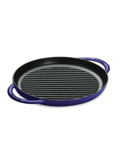 Staub 10" Round Double Handle Pure Grill In Dark Blue