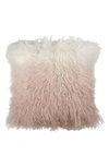 Michael Aram 18x18 Dip Dye Curly Sheepskin Pillow Bedding In Blush