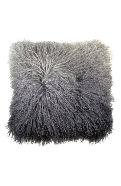Michael Aram 18x18 Dip Dye Curly Sheepskin Pillow Bedding In Charcoal