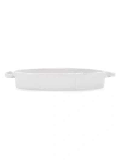 Vietri Lastra 15.5" X 5.75" Handled Oval Baker In Light Gray