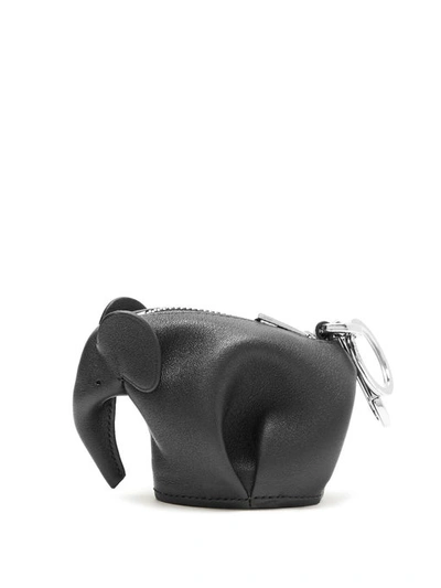 Loewe Elephant Bag Charm/coin Purse, Gray Metallic In Black