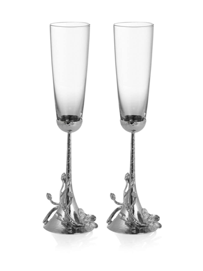 Michael Aram White Orchid Toasting Flute In Silver