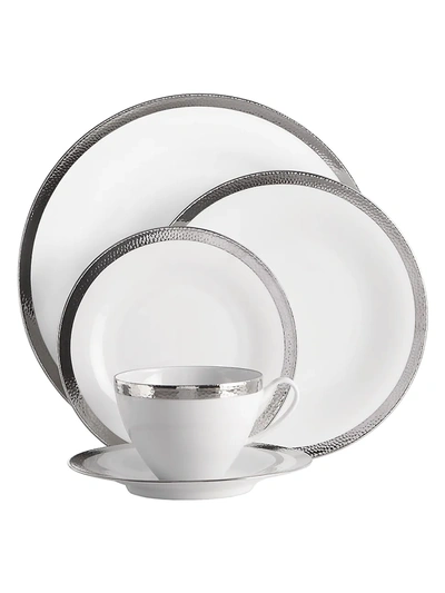 Michael Aram Silversmith 5-piece Platinum-trim Porcelain Place Setting Set In White And Platinum