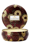 Voluspa Japonica Santiago Huckleberry 3 Wick Candle In Decorative Tin In Purple