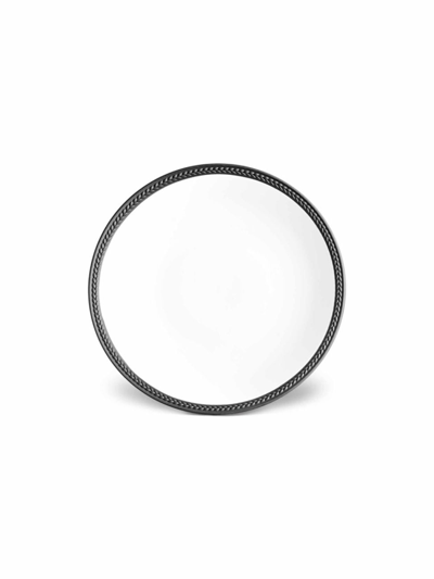 L'objet Soie Tressee Collection Braided Porcelain Plate In White/black