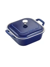 Staub 9" Covered Square Ceramic Baking Dish In Blue