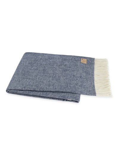 Lands Downunder Landsdown Under Herringbone Cotton Blend Throw In Navy Blue