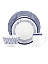 Kate Spade 4-piece Charlotte Street North Place Setting Set In White Navy