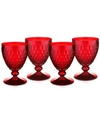 Villeroy & Boch Boston Claret Glass, Set Of 4 In Red