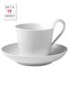 Royal Copenhagen White Fluted Half-lace Cup & Saucer Set In Nocolor