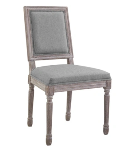 Modway Court Vintage French Upholstered Fabric Dining Side Chair In Gray