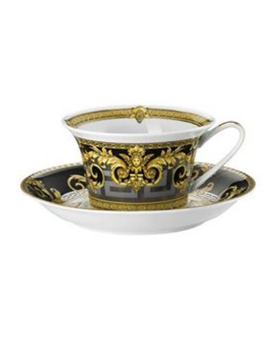 Versace Prestige Gala Teacup & Saucer Set In Gray