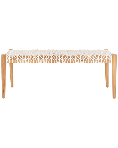 Safavieh Bandelier Leather Weave Bench In White