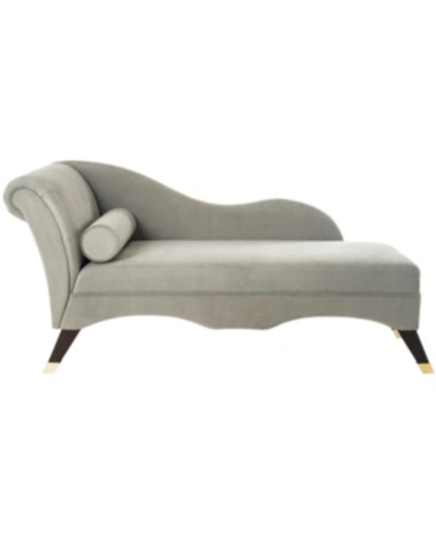 Safavieh Caiden Velvet Chaise With Pillow In Grey
