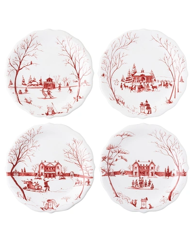 Juliska Country Estate Winter Frolic Ruby Mr And Mrs Claus Party Plates