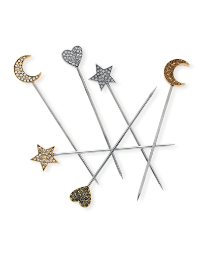 Joanna Buchanan Celestial Cocktail Picks 6-piece Set In Gold/silver