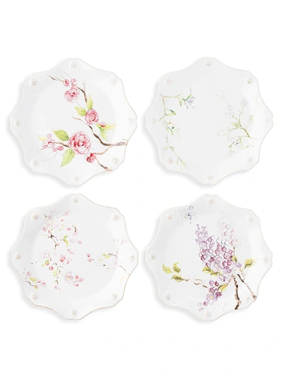 Juliska Berry & Thread Floral Sketch 4-piece Assorted Dessert/salad Plate Set In Multi