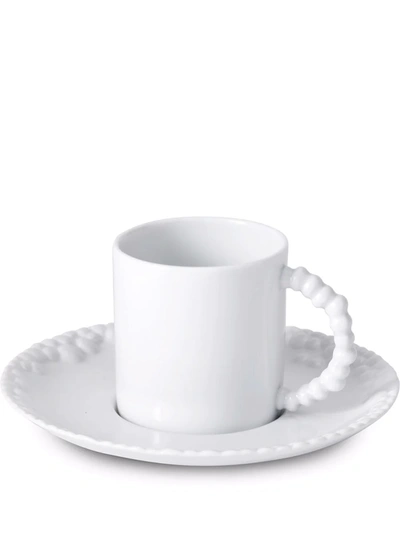 L'objet Haas 2-piece Mojave Porcelain Espresso Cup & Saucer Set In White