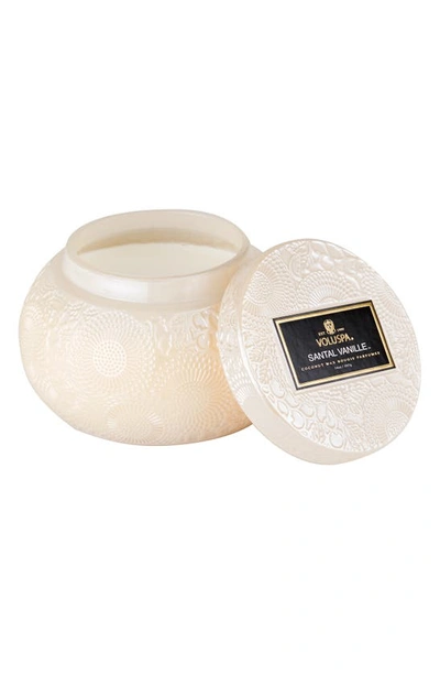 Voluspa Santal Vanille Embossed Chawan Bowl Glass Candle With Lid In Cream