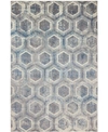 Sunbrella Modern Sm-03 Area Rug, 5' X 8' In Gray/dark Blue