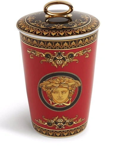 Versace Medusa Red Porcelain Scented Votive In Red, Gold