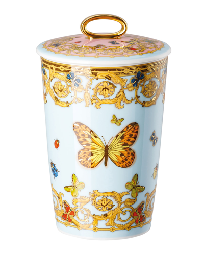 Versace Le Jardin Candlestick In Porcelain In Yellow