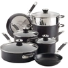 Anolon Smartstack 10-pc. Hard-anodized Nesting Cookware Set In Black