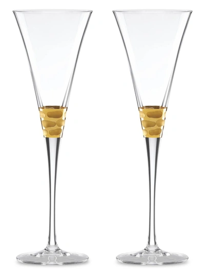 Michael Wainwright Truro Gold 2-piece Toasting Flute Set In Clear/platinum