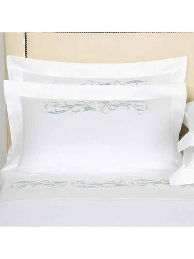 Frette Tracery Embroidery Sham, Standard In Turquoise Savage Beige