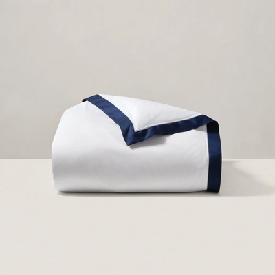 Polo Ralph Lauren Rl Organic Sateen Border Duvet Cover, Full/queen In Polo Navy
