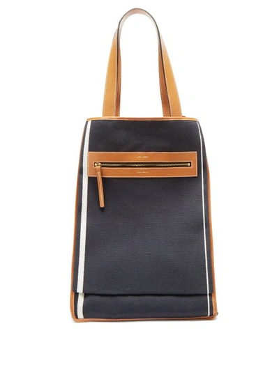 Lutz Morris Saylor Navy Leather-trimmed Canvas Tote