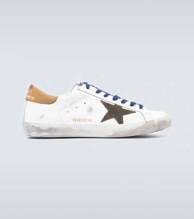 Golden Goose Superstar Distressed Leather Sneakers In White