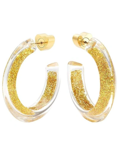 Alison Lou 14k Goldplated & Lucite Small Glitter Jelly Hoop Earrings In Ylwgold