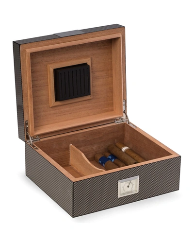 Bey-berk Carbon Fiber Wood Cigar Humidor In Brown