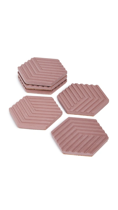 Areaware Table Tile Concrete Coasters In Antique Pink
