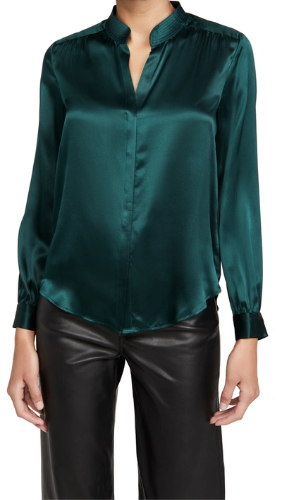 L Agence Bianca Silk Charmeuse Blouse In Dark Glade