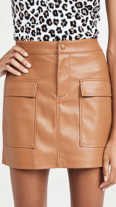 Bb Dakota X Steve Madden Leather Too Late Faux Leather Mini Skirt In Beige