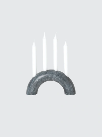 Ferm Living Bow Marble Candle Holder In Black