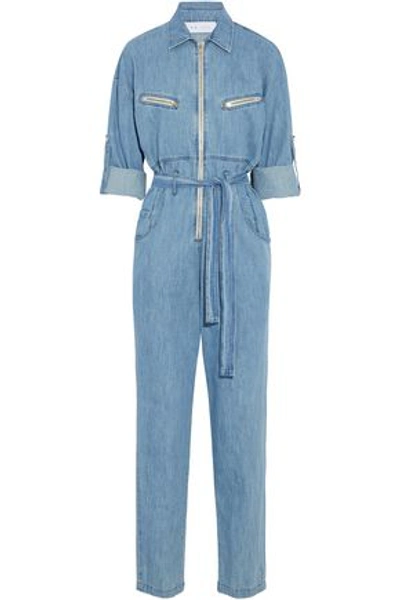 Iro Polly Zip-front Chambray Jumpsuit, Blue In Mid Denim