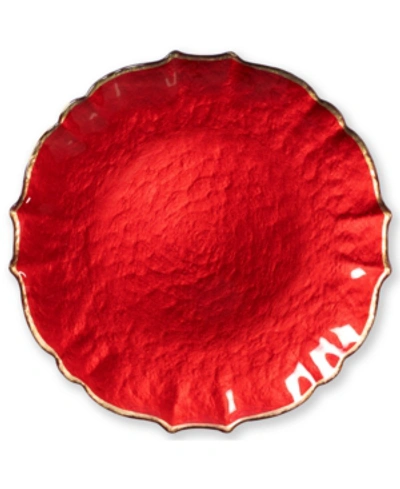 Vietri Pastel Glass Collection White Salad Plate In Red